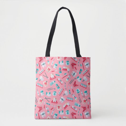 Roze tandheelkundig patroon tote bag (Voorkant)