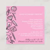 Roze tandheelkundige tandheelkundige verzorging bi vierkante visitekaartje (Achterkant)