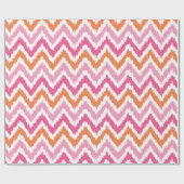 Roze Tangerine Zigzags Ikat Pattern Cadeaupapier (Vlak)