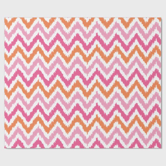 Roze Tangerine Zigzags Ikat Pattern Cadeaupapier (Vlak)