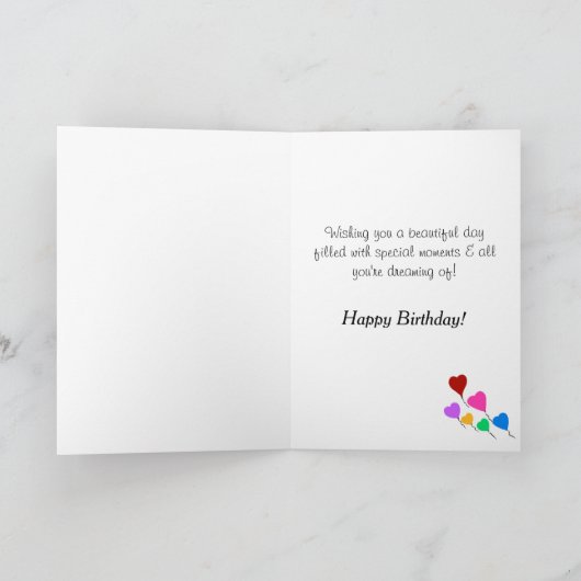 Roze Tante Verjaardag Bloemen Kaart (Binnen)