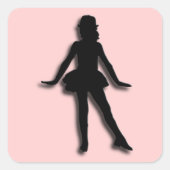 Roze Tap Dancer Vierkante Sticker (Voorkant)