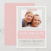 Roze Tape op Hout Foto Save the Date Aankondiging (Voorkant / Achterkant)
