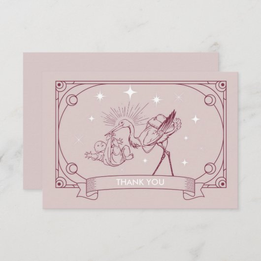 Roze Tarot Baby shower Dank u kaart (Voorkant / Achterkant)