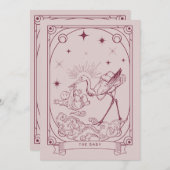 Roze Tarot Baby shower Invitation Kaart (Voorkant / Achterkant)
