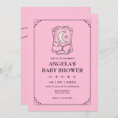 Roze tarot baby shower kaart (Voorkant / Achterkant)