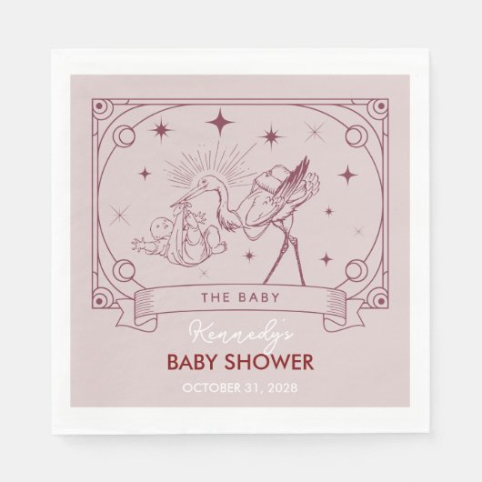 Roze Tarot Baby shower servet (Voorkant)