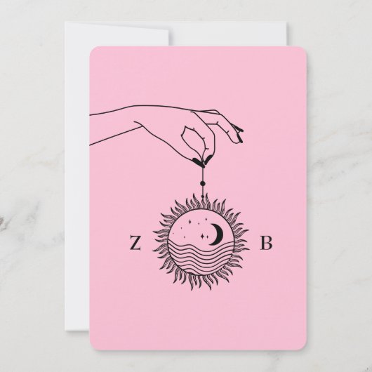 Roze tarot bruiloft kaart (Achterkant)