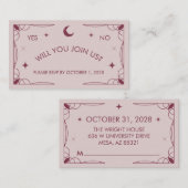 Roze Tarot geïnspireerde RSVP-kaart Informatiekaartje (Voorkant / Achterkant)
