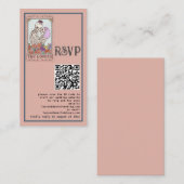 Roze Tarot Liefhebbers QR Bruiloft RSVP Kaart (Voorkant / Achterkant)