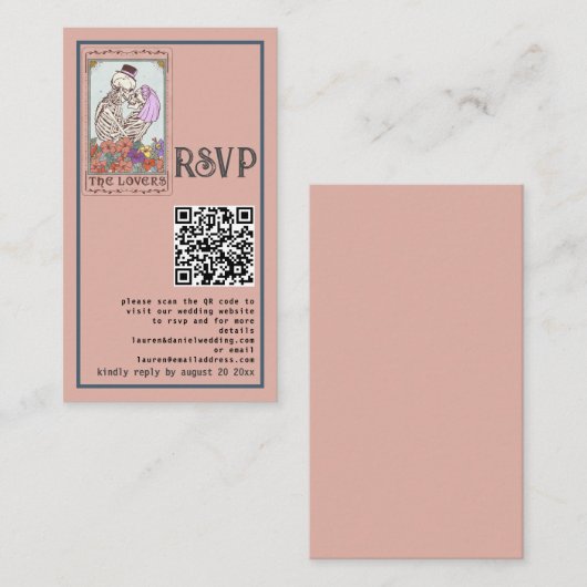  Roze Tarot Liefhebbers QR Bruiloft RSVP Kaart (Voorkant / Achterkant)