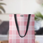 Roze Tartan Check geruite patroon Modern Monogram Tote Bag
