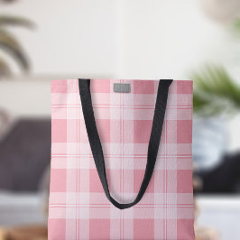 Roze Tartan Check geruite patroon Modern Monogram Tote Bag