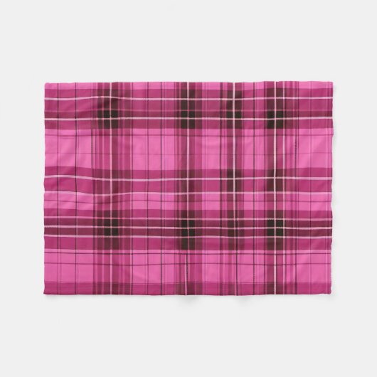 Roze Tartan Fleece Deken (Voorkant (Horizontaal))