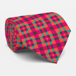 Roze Tartan Geometrische Patroon Stropdas