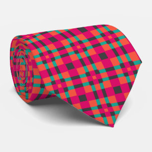 Roze Tartan Geometrische Patroon Stropdas