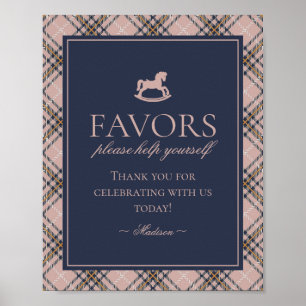 Roze tartan geruite schommelpaard favorieten bord poster