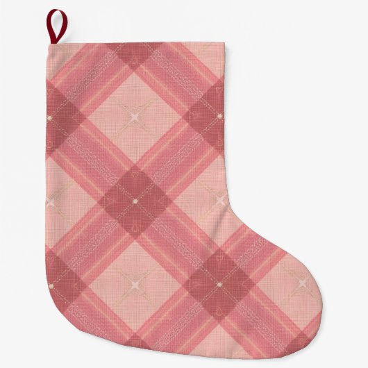 Roze Tartan Hond Kerstsok (Voorkant)