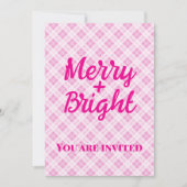 Roze tartan kerstfeest feestdagen Merry Bright Kaart (Voorkant)