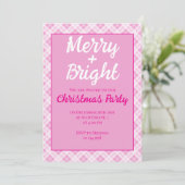 Roze tartan kerstfeest feestdagen Merry Bright Kaart (Staand voorkant)