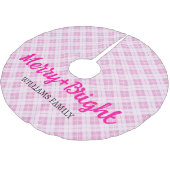 Roze tartan Kerstmis Merry Bright Familienaam Kerstboom Rok (Gekanteld)