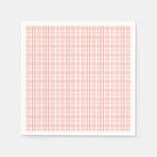 Roze Tartan papieren servetten Berry First Party D (Voorkant)
