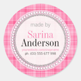 Roze Tartan Patroon gemaakt door Labels Stickers