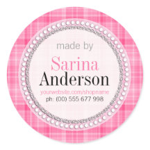 Roze Tartan Patroon gemaakt door Labels Stickers