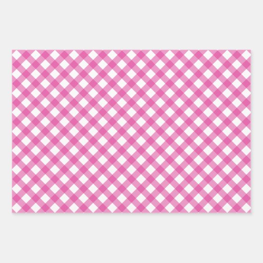 Roze Tartan Plaid Gingham Gepersonaliseerde Kerstm Inpakpapier Vel (Voorkant 3)