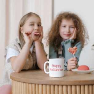 Roze Tartan Pompoen Gelukkig Halloween Koffiemok