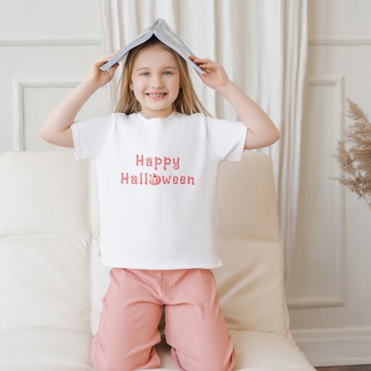 Roze Tartan Pompoen Gelukkig Halloween T-shirt
