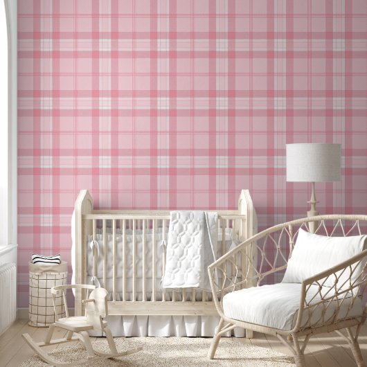 Roze Tartan Print – Gezellig Plaid Behang (Kinderen)