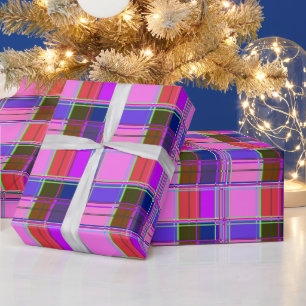 Roze tartan stof patroon stof Madras Cadeaupapier