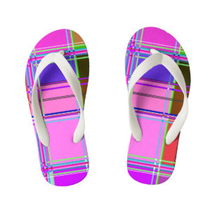 Roze tartan stof patroon stof Madras Kinder Teenslippers
