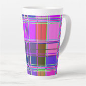 Roze tartan stof patroon stof Madras Latte Mok (Rechterhoek)