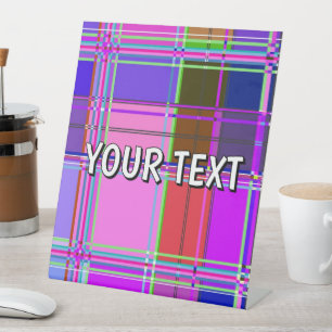 Roze tartan stof patroon stof Madras Reclamebord Met Voetstuk