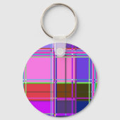 Roze tartan stof patroon stof Madras Sleutelhanger (Voorkant)