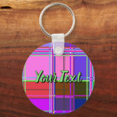 Roze tartan stof patroon stof Madras Sleutelhanger (Achterkant)