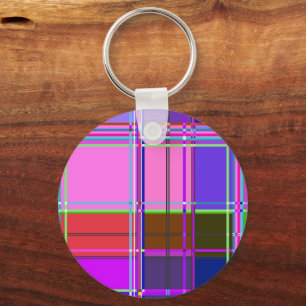 Roze tartan stof patroon stof Madras Sleutelhanger