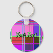 Roze tartan stof patroon stof Madras Sleutelhanger (Achterkant)