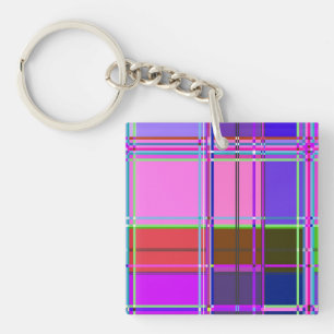Roze tartan stof patroon stof Madras Sleutelhanger