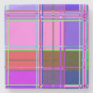 Roze tartan stof patroon stof Madras Stenen Onderzetter