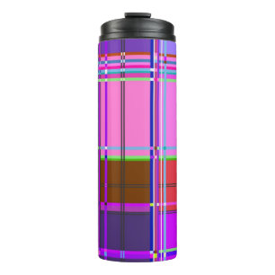 Roze tartan stof patroon stof Madras Thermosbeker