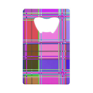 Roze tartan stofpatroon stof Madras Creditkaart Flessenopener