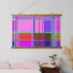 Roze tartan stofpatroon stof Madras Hangend Wandkleed