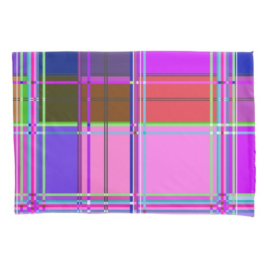 Roze tartan stofpatroon stof Madras Kussensloop (Voorkant)