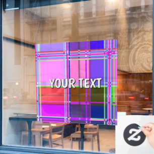Roze tartan stofpatroon stof Madras Raamsticker