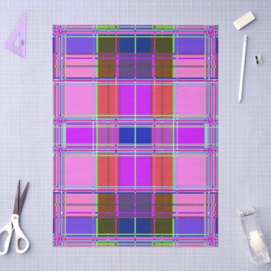Roze tartan stofpatroon stof Madras Tissuepapier (Craft)