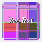 Roze tartan stofpatroon stof Madras Vierkante Sticker (Voorkant)