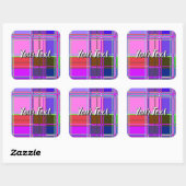 Roze tartan stofpatroon stof Madras Vierkante Sticker (Vel)